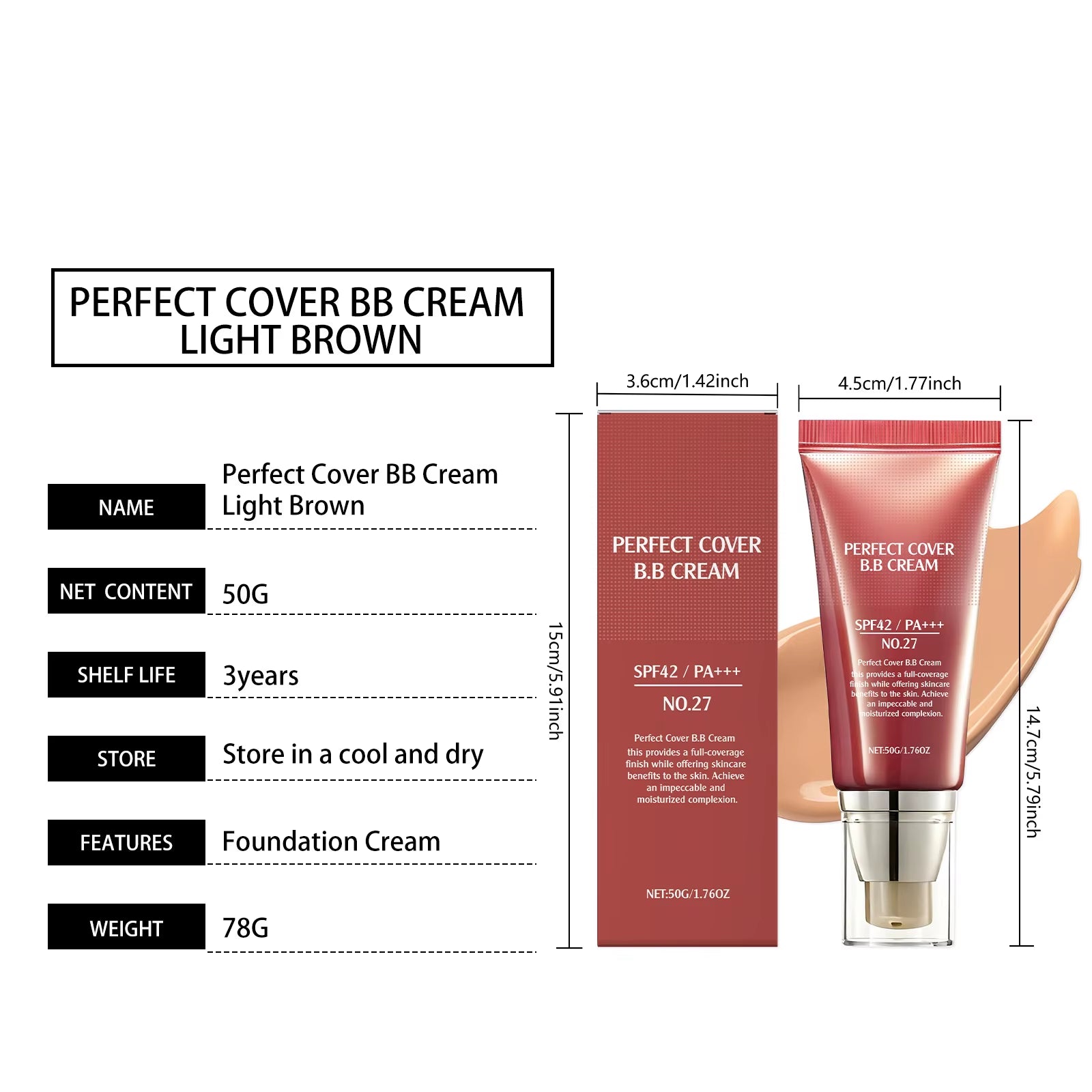 Revitalize Your Skin with Our BB Cream SPF 42 PA+++ - The Ultimate Tinted Moisturizer for Full Coverage and Flawless Finish!